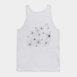 Daisy Flower white minimal black white Tank Top